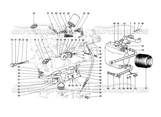 a part diagram from the ferrari 308 quattrovalvole (1985) parts catalogue
