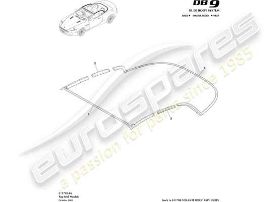 a part diagram from the Aston Martin DB9 parts catalogue