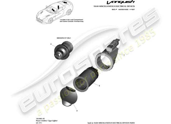 a part diagram from the Aston Martin Vanquish parts catalogue