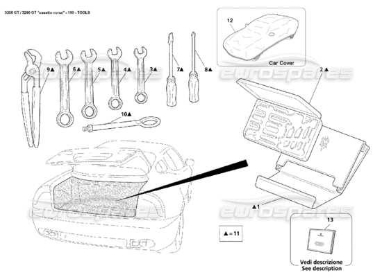 a part diagram from the Maserati 3200 parts catalogue