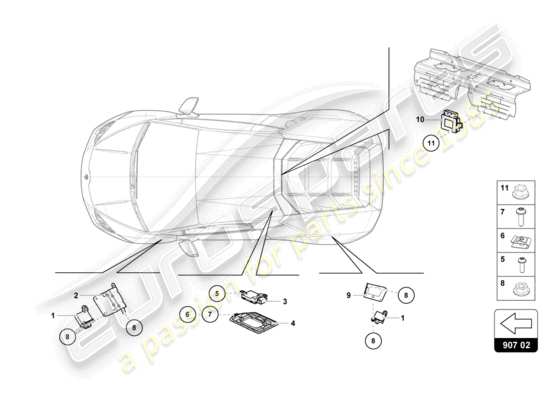 a part diagram from the Lamborghini Huracan Tecnica parts catalogue