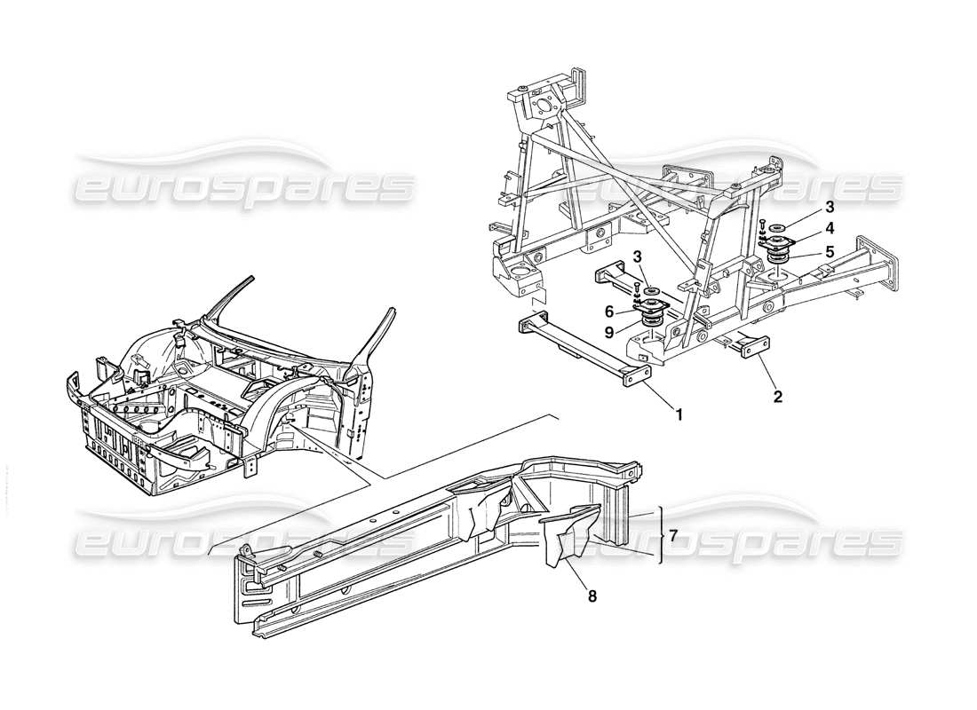 ferrari 355 challenge (1999) engine supports - chassis and body elements part diagram
