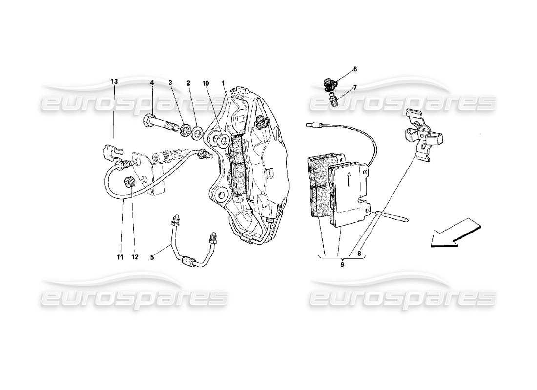 ferrari 512 tr front brakes calipers part diagram