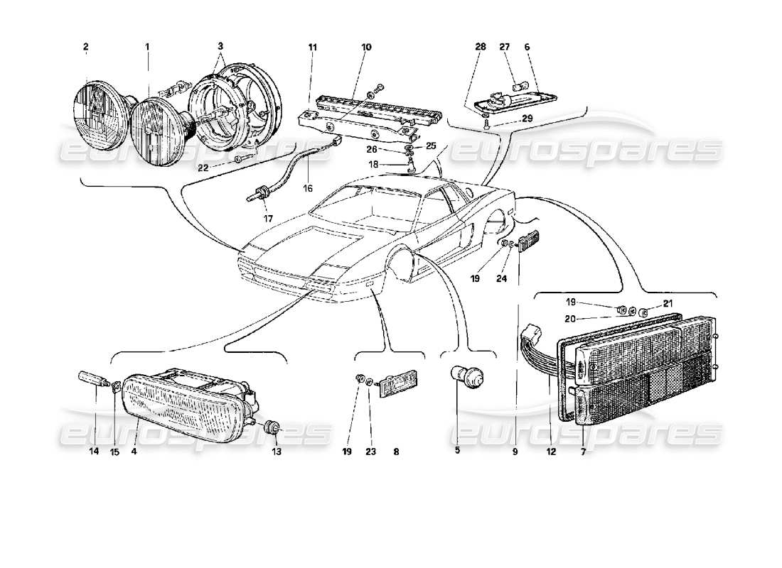 ferrari 512 tr lamps part diagram