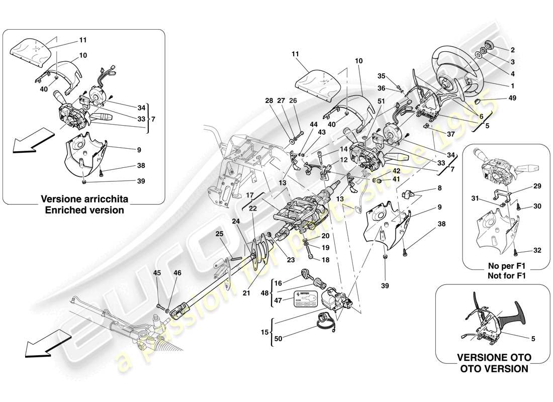 ferrari 612 scaglietti (rhd) steering control parts diagram