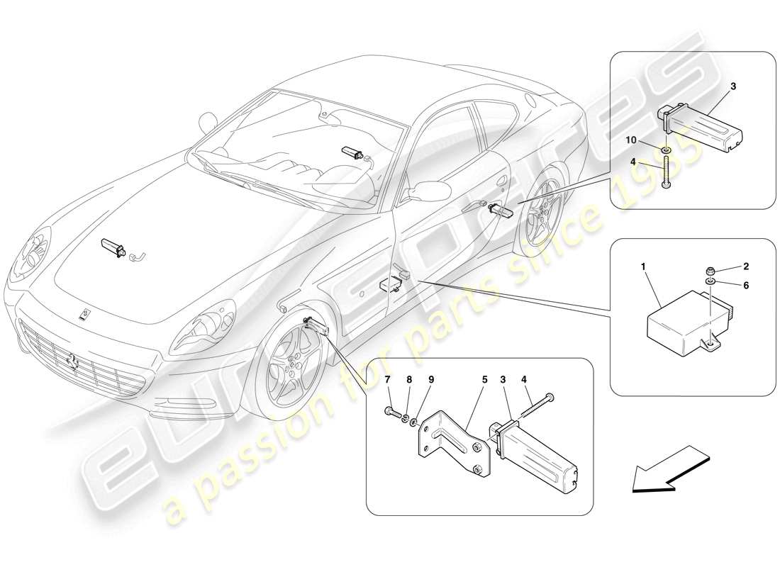 ferrari 612 scaglietti (rhd) tyre pressure monitoring system parts diagram