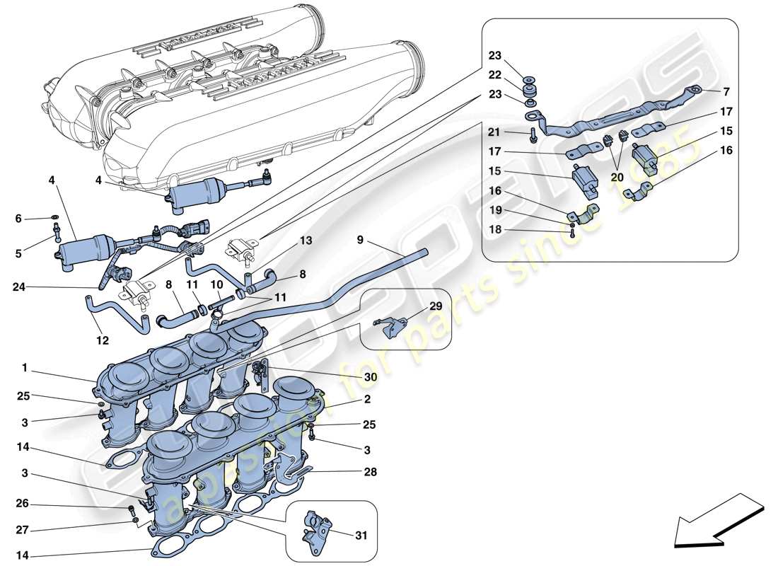ferrari 458 italia (rhd) intake manifold part diagram