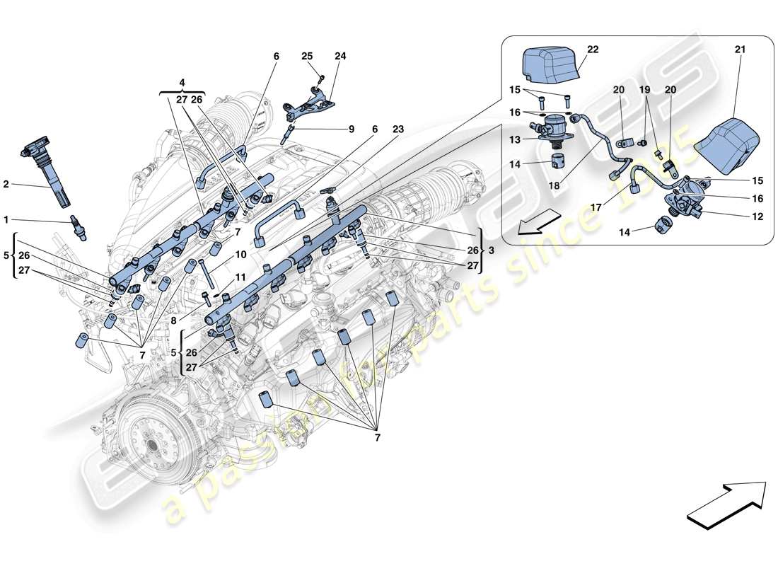 ferrari 812 superfast (rhd) injection - ignition system parts diagram