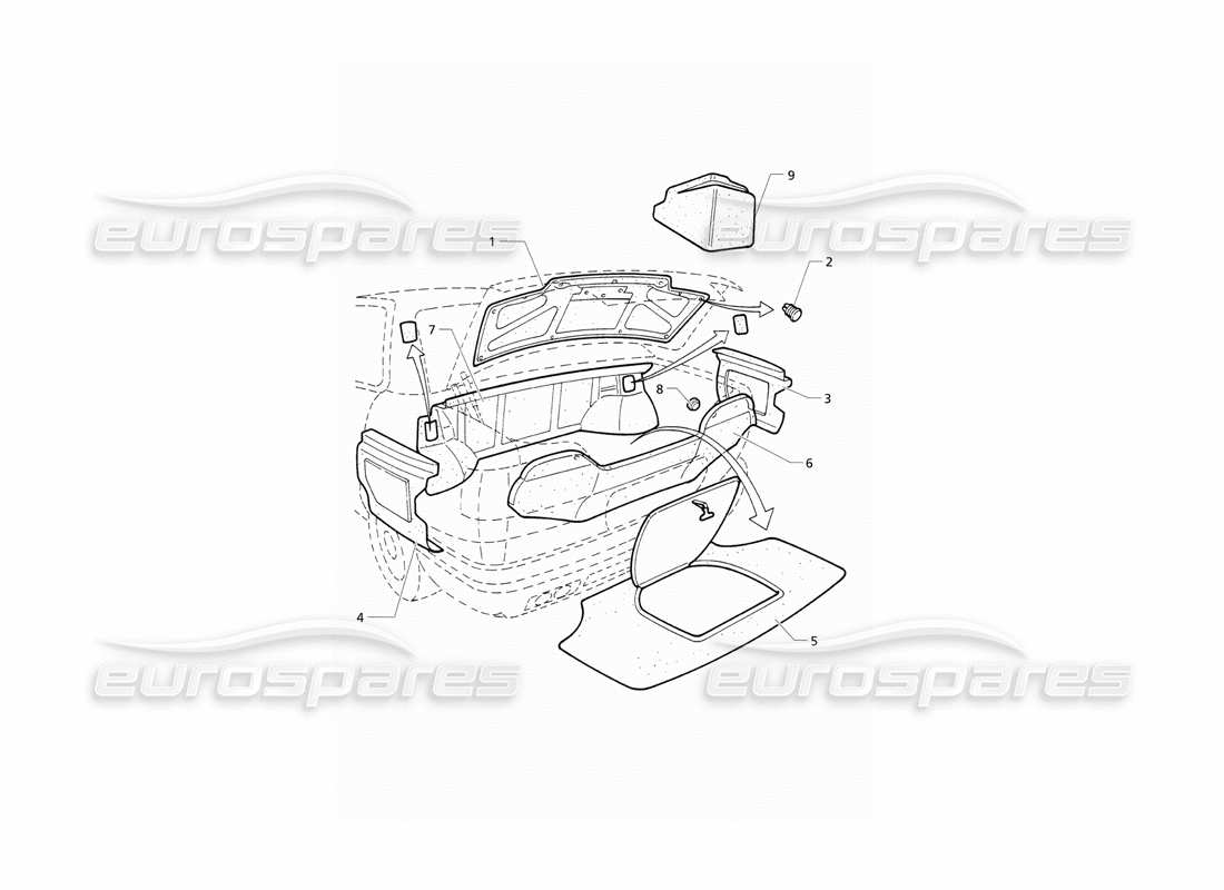 maserati qtp v6 (1996) boot: carpets part diagram