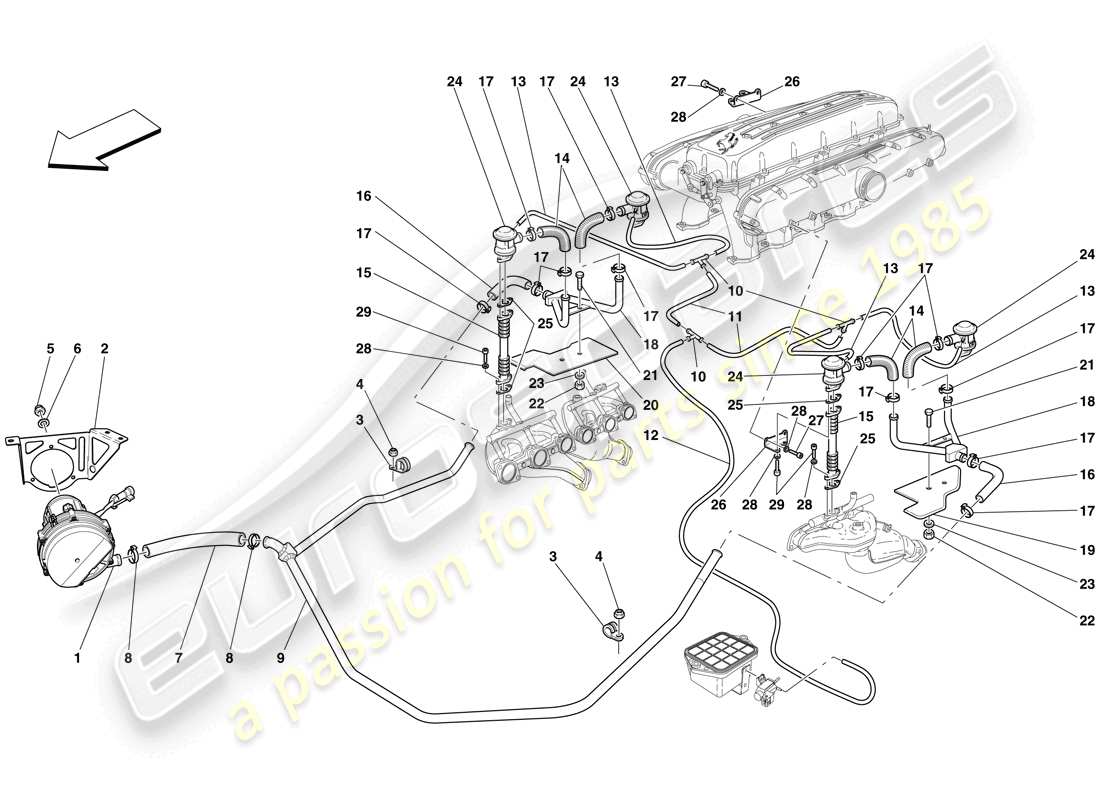 ferrari 612 scaglietti (rhd) secondary air system parts diagram