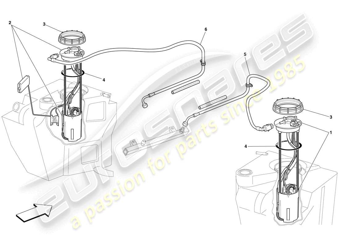 ferrari f430 scuderia spider 16m (rhd) fuel pumps and lines part diagram