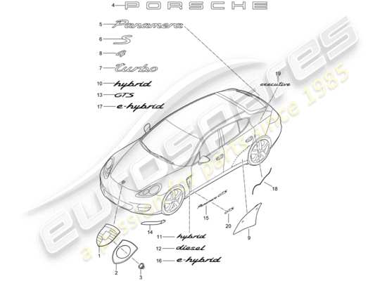 a part diagram from the porsche panamera 970 (2012) parts catalogue
