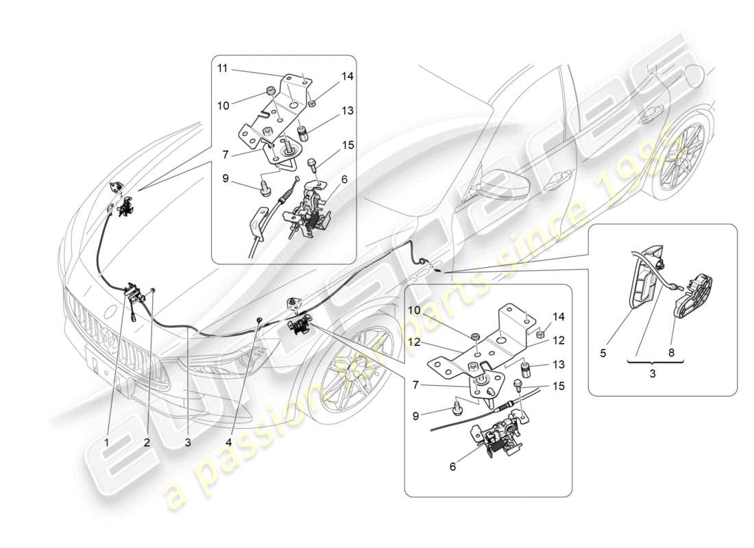maserati ghibli fragment (2022) front lid opening button part diagram