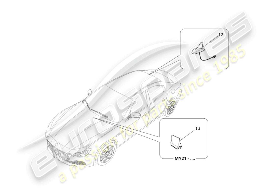 maserati ghibli fragment (2022) reception and connection system part diagram