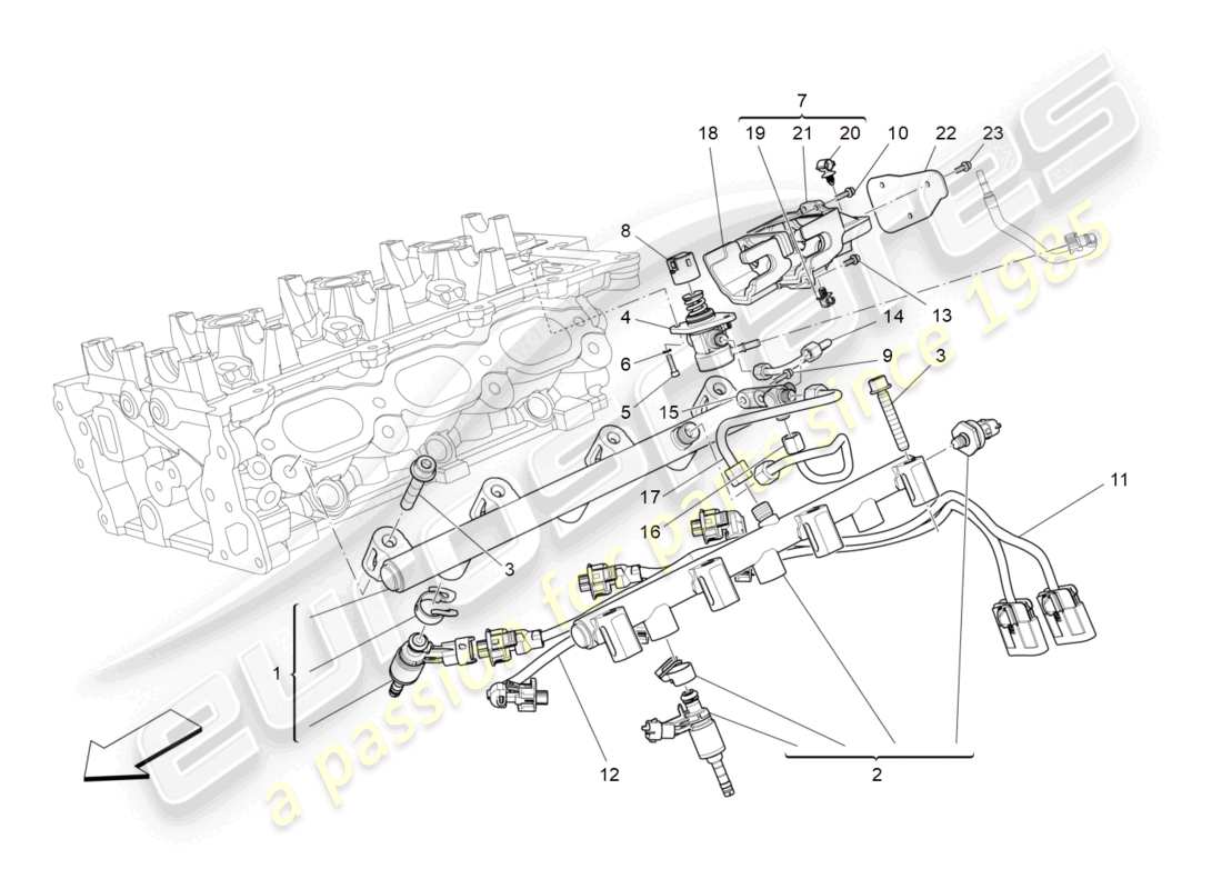 maserati ghibli fragment (2022) fuel pumps and connection lines part diagram