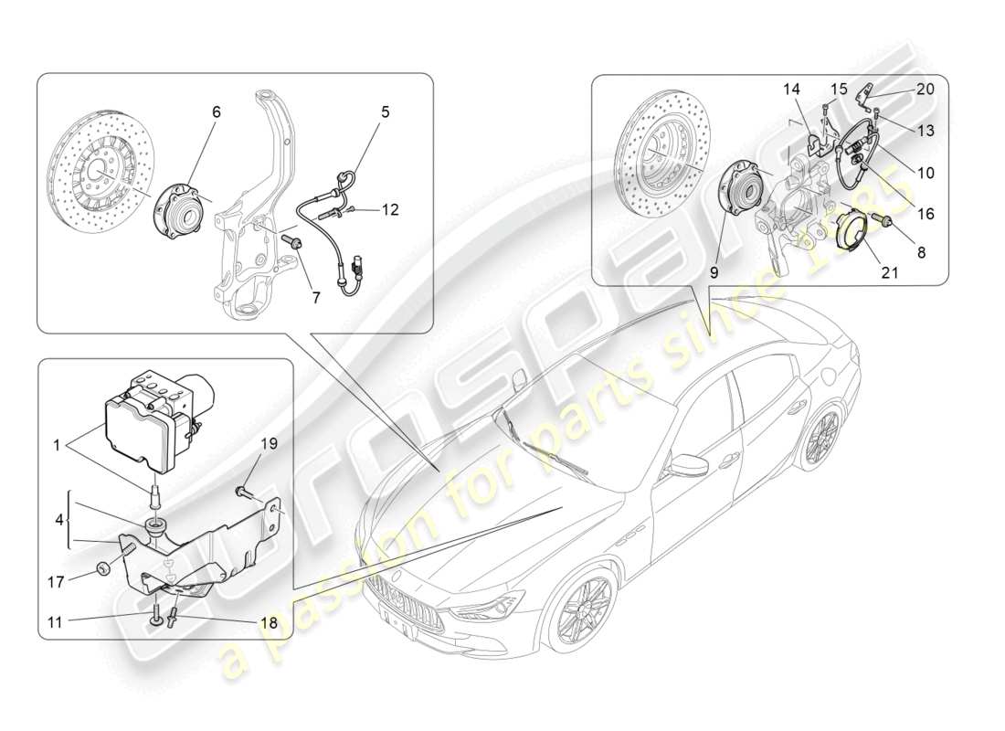 maserati ghibli fragment (2022) braking control systems part diagram