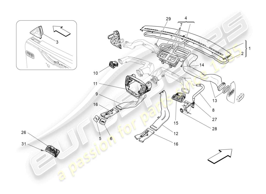 maserati ghibli (2017) a/c unit: diffusion part diagram