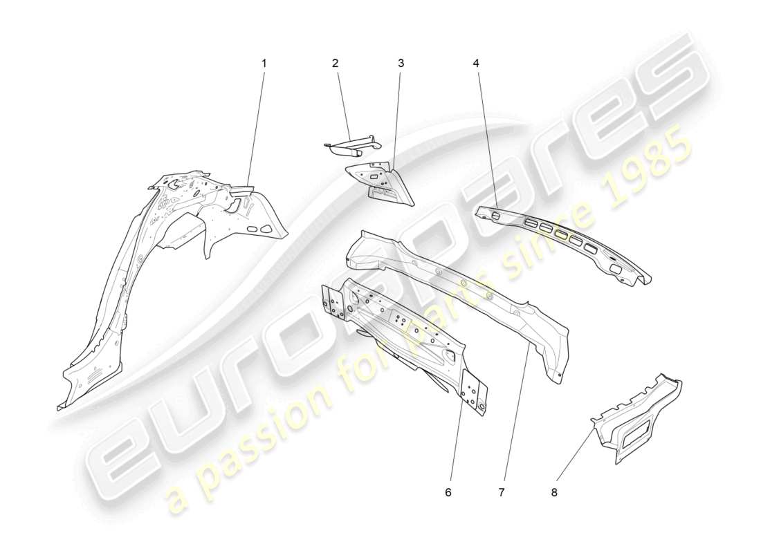 maserati ghibli (2017) bodywork and rear outer trim panels part diagram