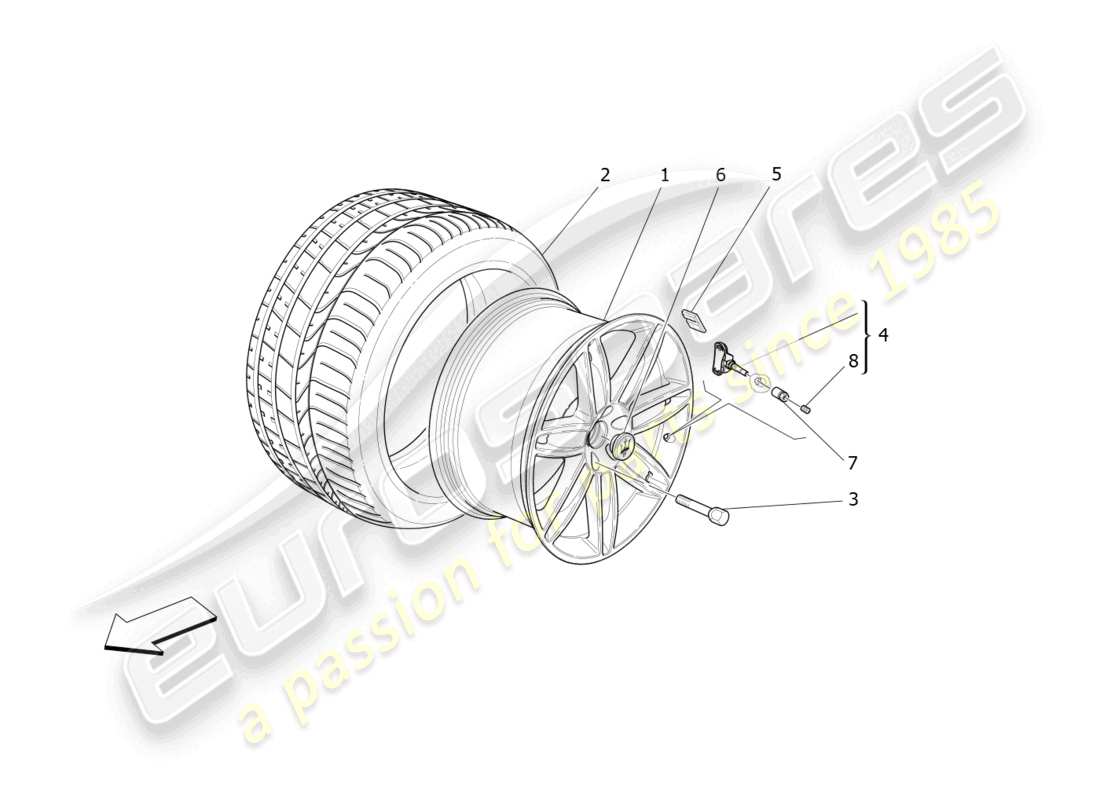 maserati ghibli fragment (2022) wheels and tyres part diagram