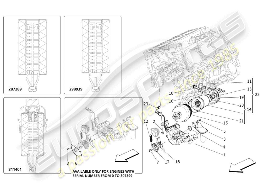 maserati ghibli (2017) lubrication system: pump and filter part diagram