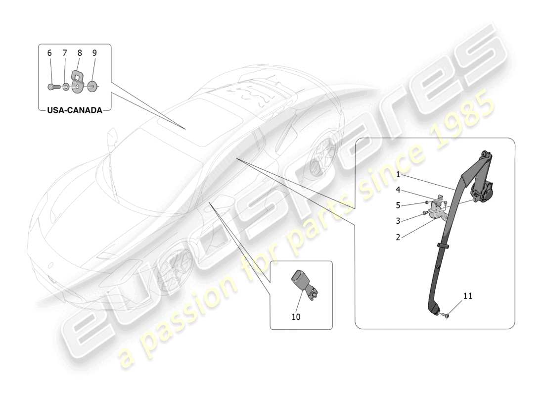 maserati mc20 (2023) seat belts part diagram