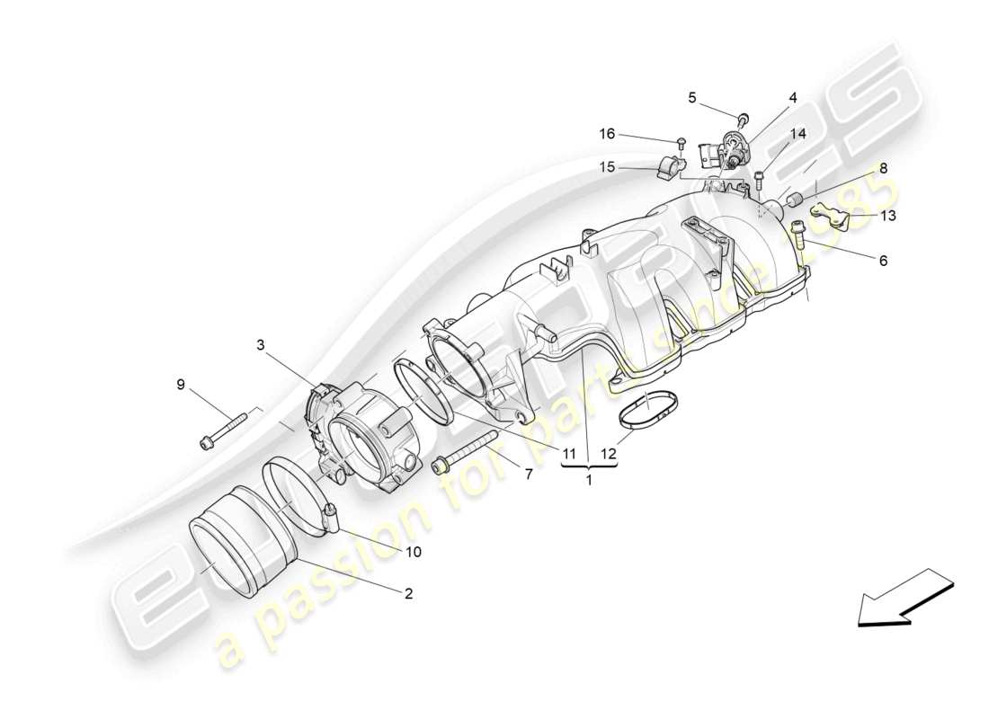 maserati ghibli fragment (2022) intake manifold and throttle body part diagram