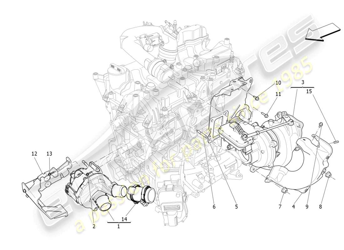 maserati ghibli fragment (2022) turbocharging system: equipments part diagram