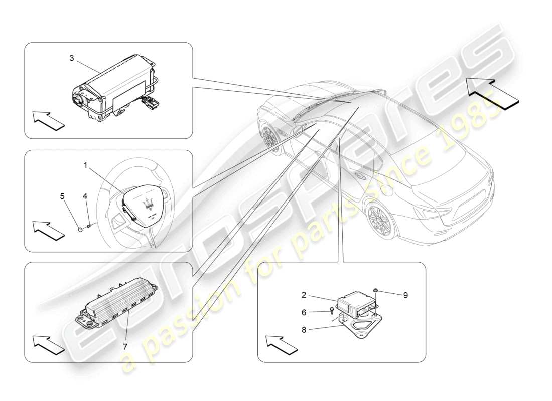 maserati ghibli fragment (2022) front airbag system part diagram