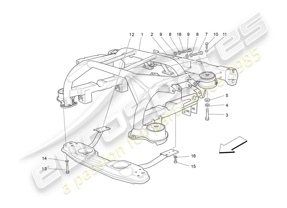 maserati granturismo mc stradale (2013) rear chassis part diagram