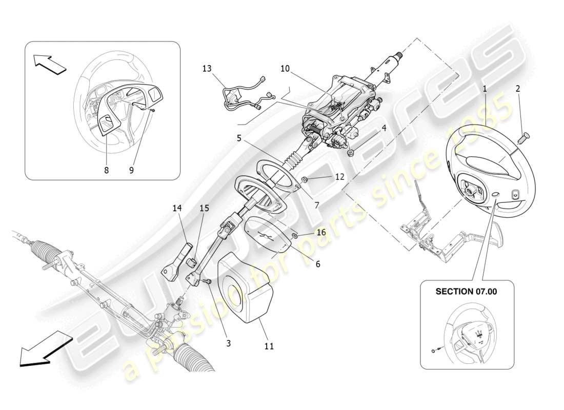 maserati ghibli fragment (2022) steering column and steering wheel unit part diagram