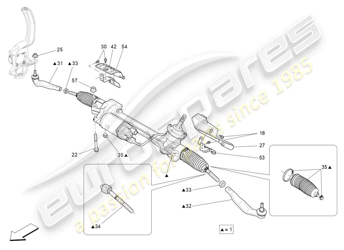 maserati ghibli fragment (2022) complete steering rack unit part diagram