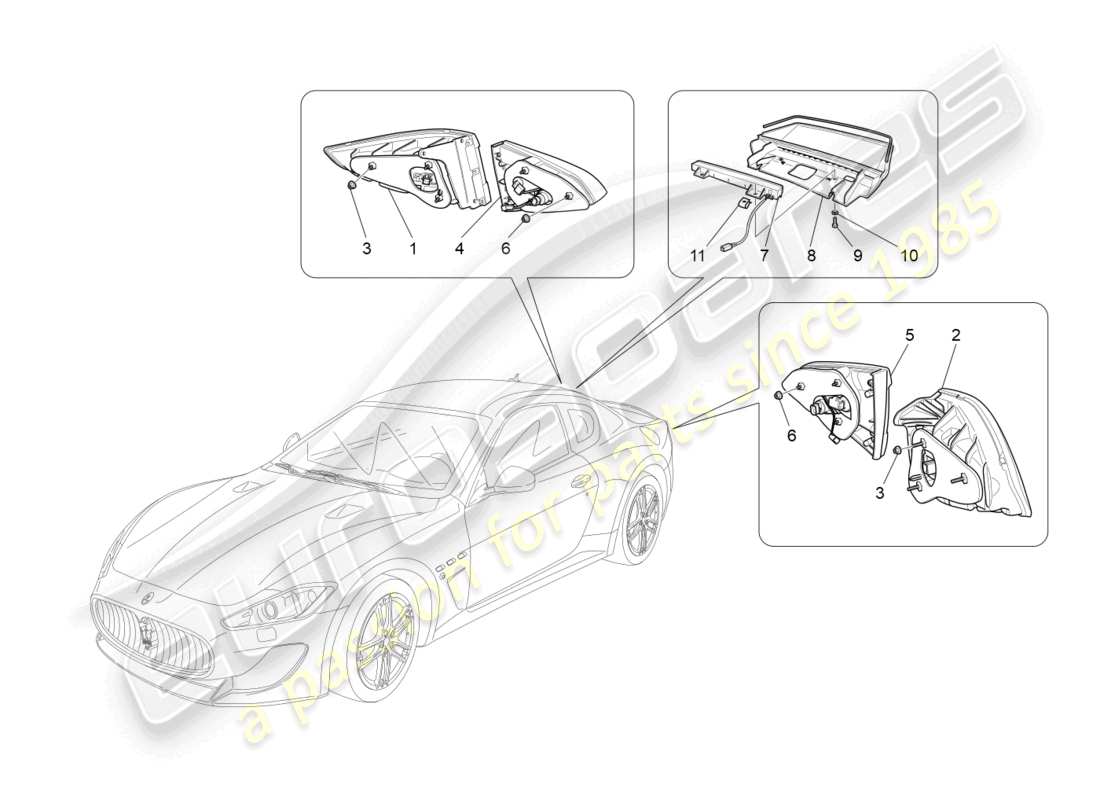 maserati granturismo mc stradale (2013) taillight clusters part diagram