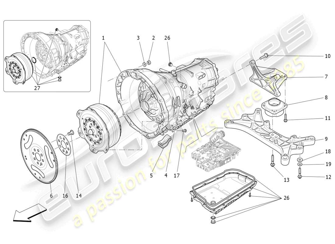 maserati ghibli (2017) gearbox housings parts diagram