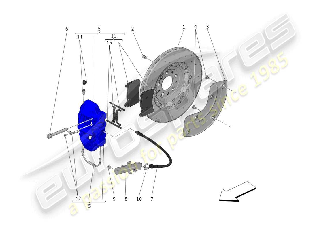 maserati mc20 (2023) braking devices on rear wheels part diagram
