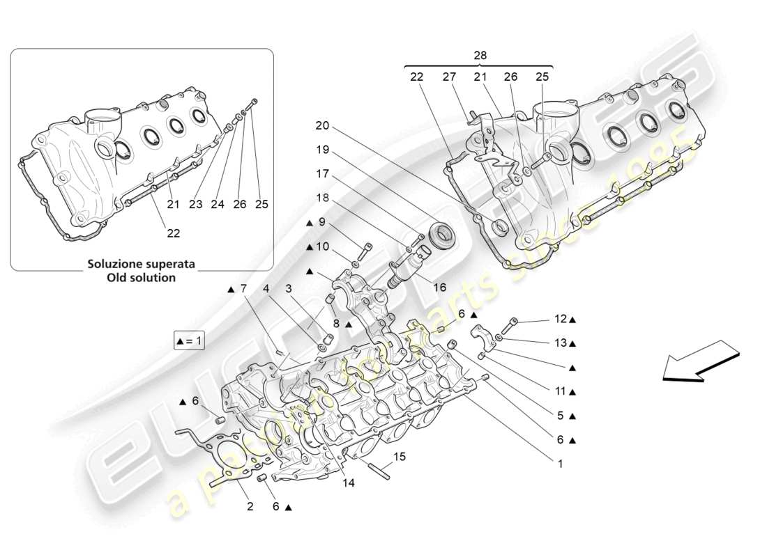 maserati granturismo mc stradale (2013) lh cylinder head part diagram