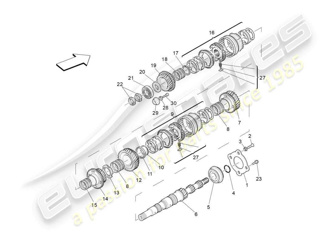 maserati granturismo mc stradale (2013) main shaft gears part diagram