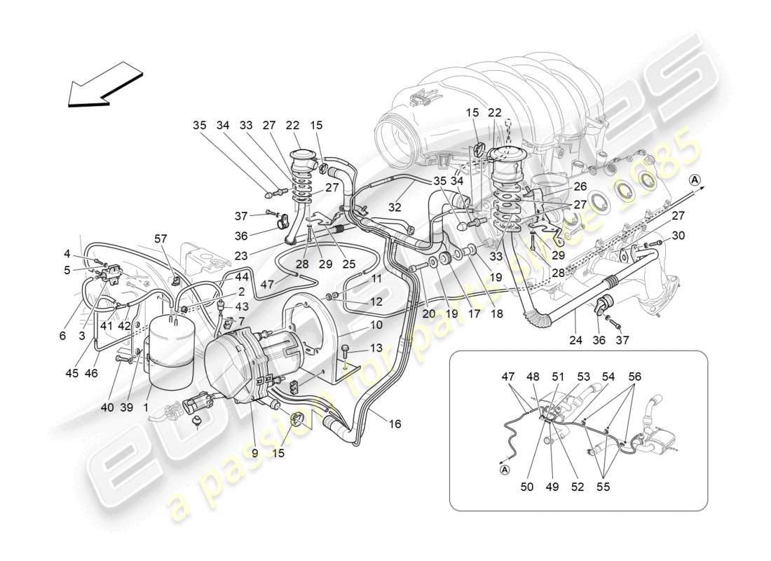 maserati granturismo mc stradale (2013) additional air system part diagram
