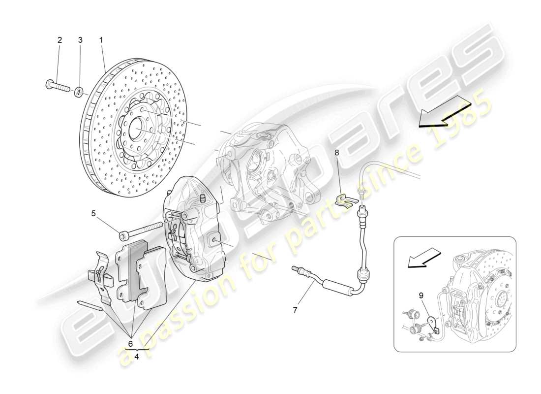 maserati granturismo mc stradale (2013) braking devices on rear wheels part diagram