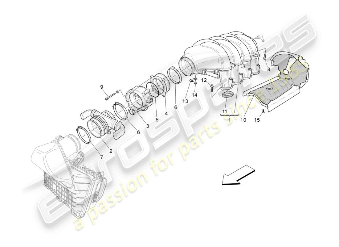 maserati granturismo mc stradale (2013) intake manifold and throttle body part diagram