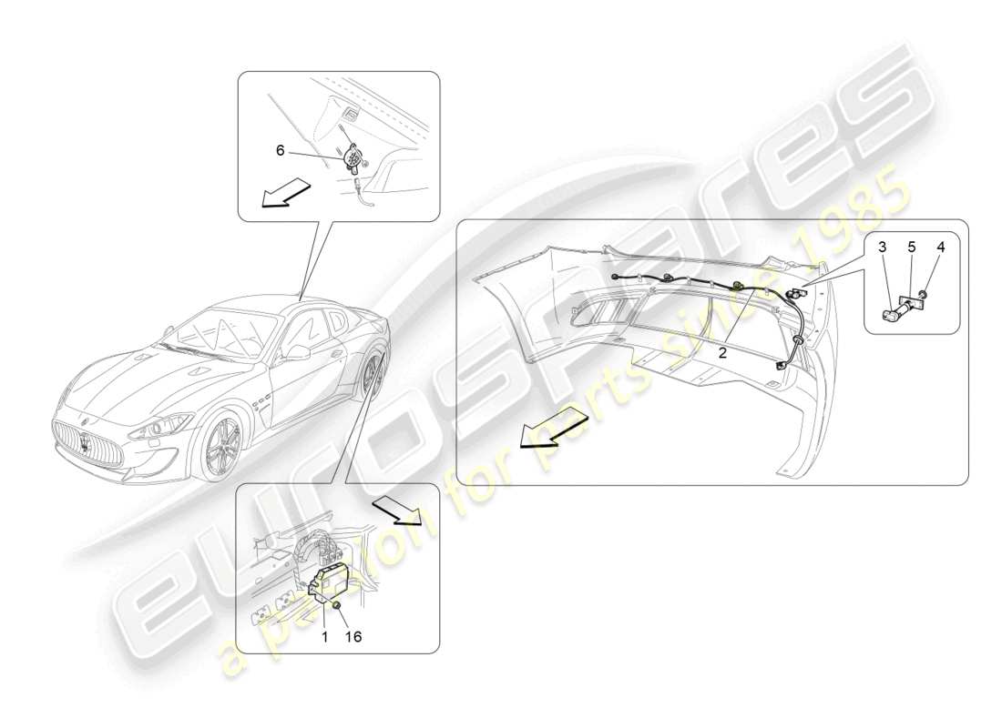 maserati granturismo mc stradale (2013) parking sensors part diagram