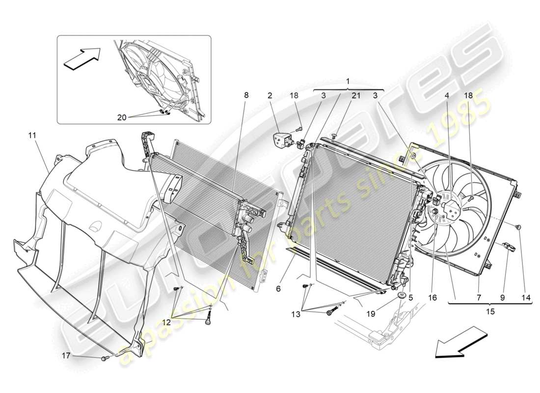maserati ghibli fragment (2022) cooling: air radiators and ducts part diagram
