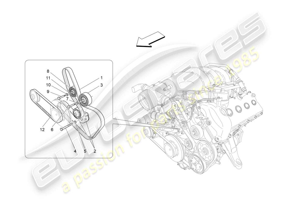 maserati granturismo mc stradale (2013) auxiliary device belts part diagram
