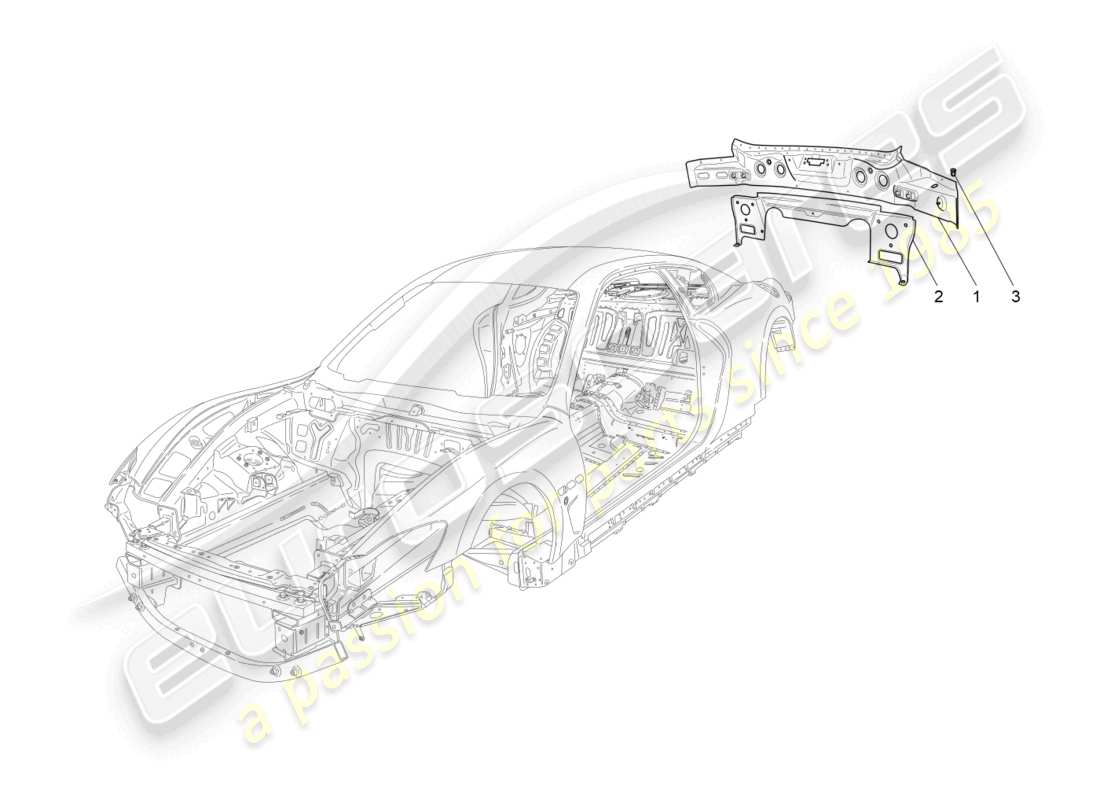maserati granturismo mc stradale (2013) bodywork and rear outer trim panels part diagram