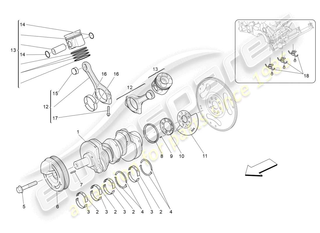 maserati ghibli (2017) crank mechanism part diagram