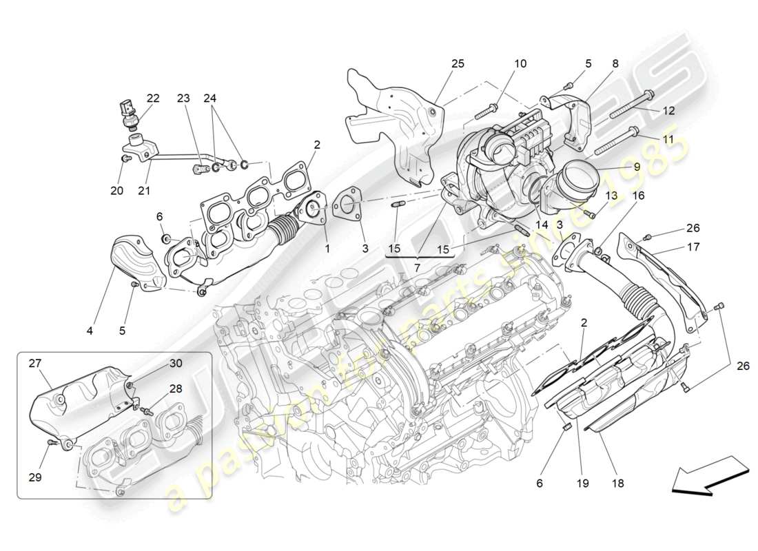 maserati ghibli (2017) turbocharging system: equipments part diagram