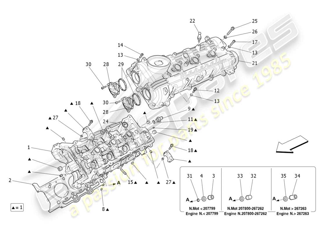 maserati ghibli fragment (2022) lh cylinder head part diagram