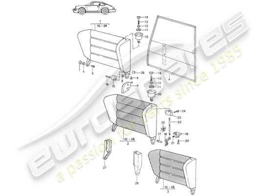 a part diagram from the porsche seat 944/968/911/928 (1995) parts catalogue