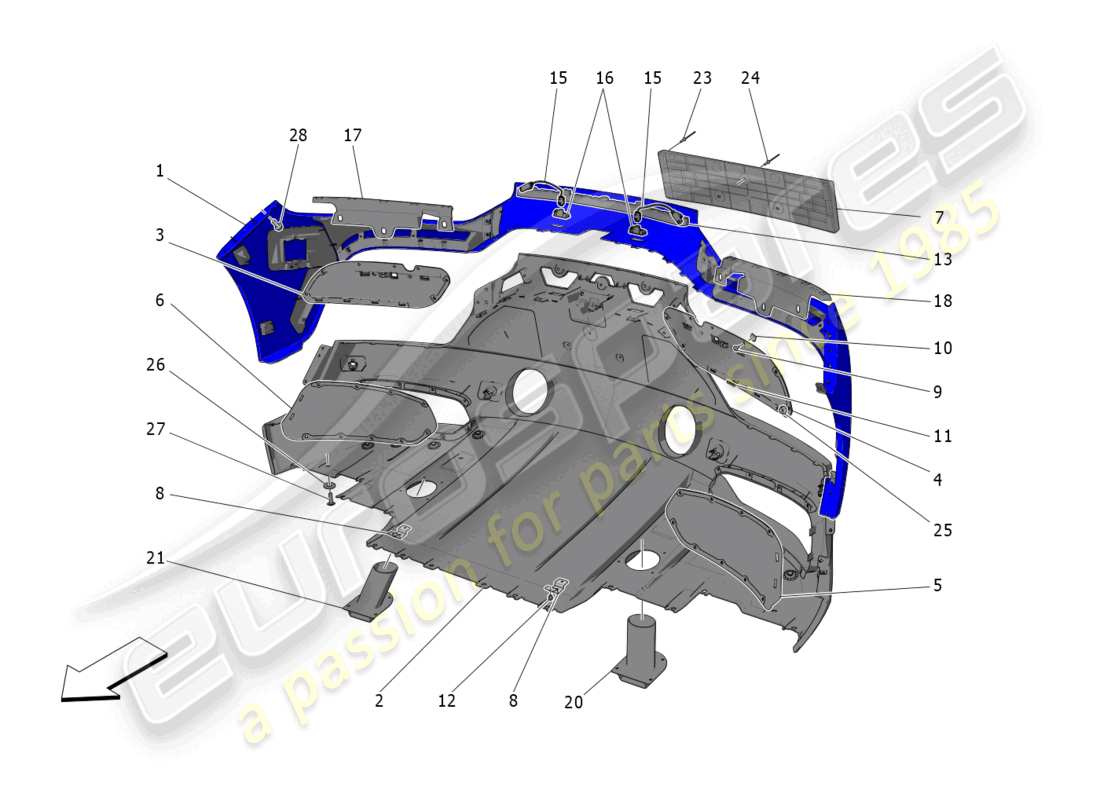 maserati mc20 (2023) rear bumper part diagram
