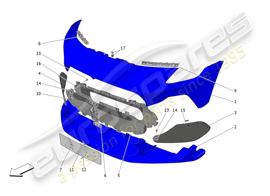 maserati mc20 (2023) front bumper part diagram