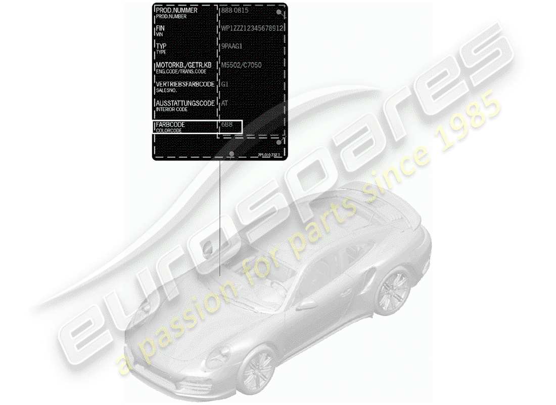 porsche 991 turbo (2018) paint touch-up stick part diagram